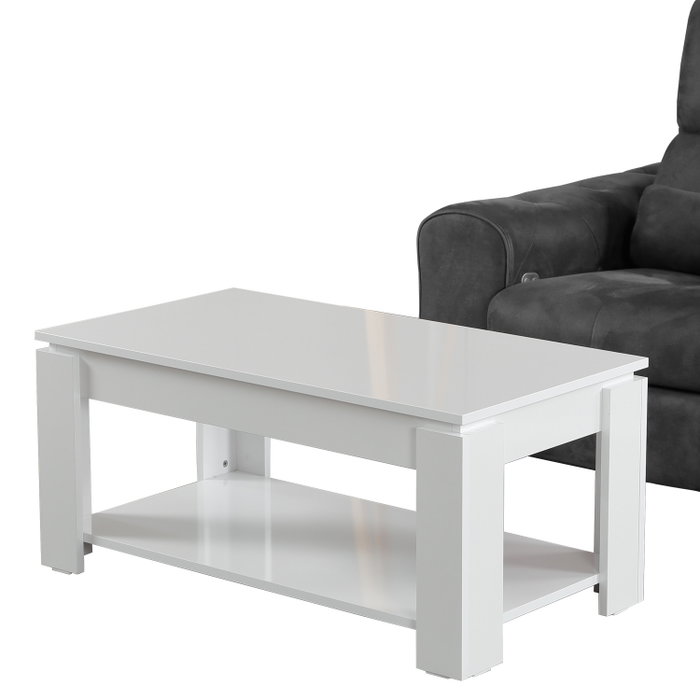 Hanah Home Mesa de Centro Shelf - Shiny White